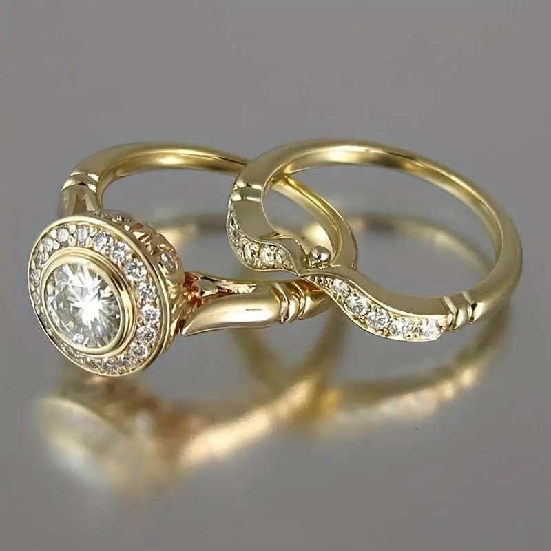 Antique Gold and Zirconia Rings Bundle