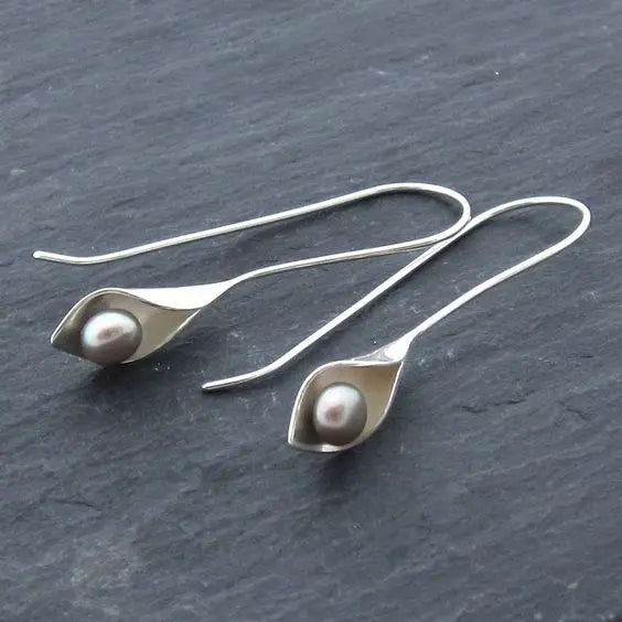 Antique Silver Hoop Dangle Earrings