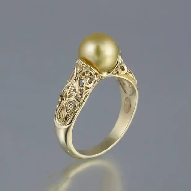 antique gold pearl ring