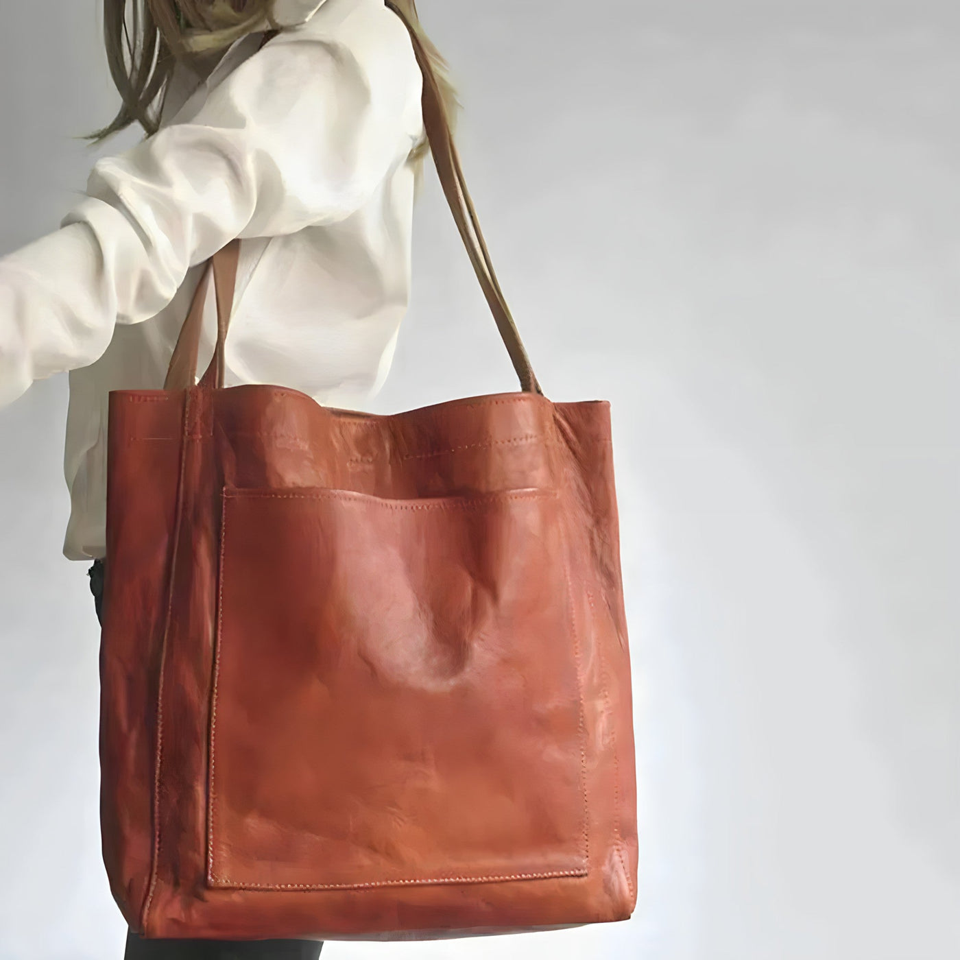 Opal - Stylish Multi-Pocket Leather Tote Bag