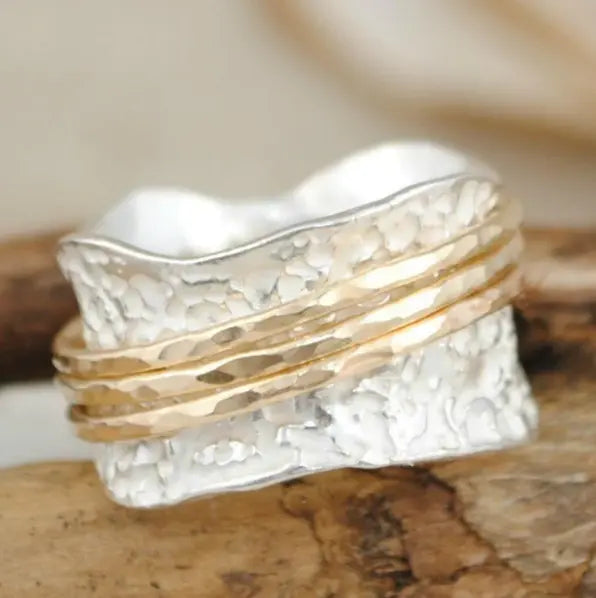 Antique gold and silver thin ring 
