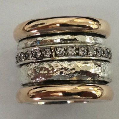 Antique thick gold and silver ring