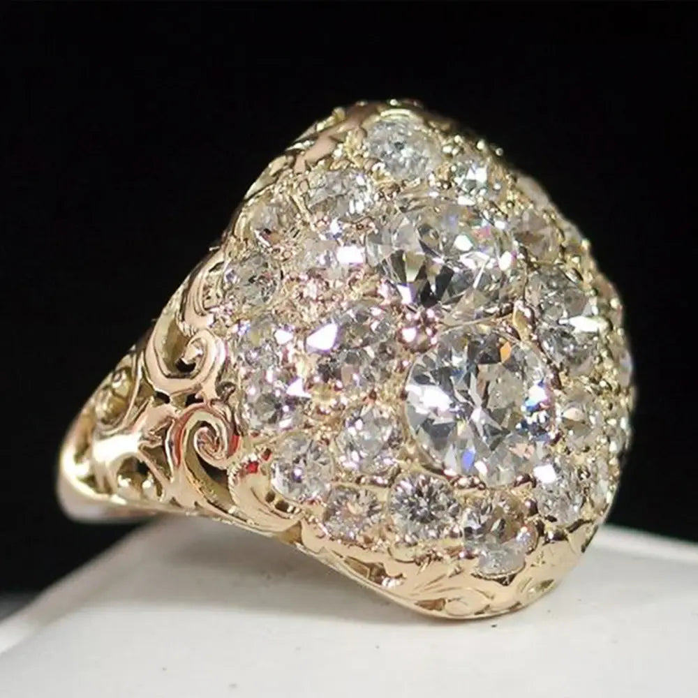 antique gold round diamond ring