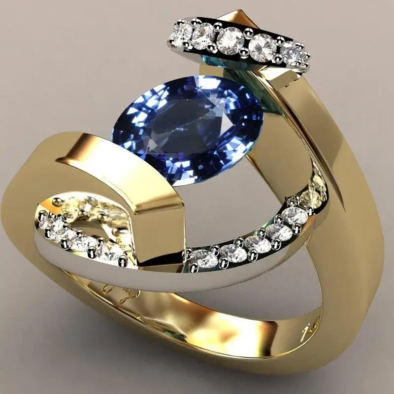 Antique ring with blue zircon 