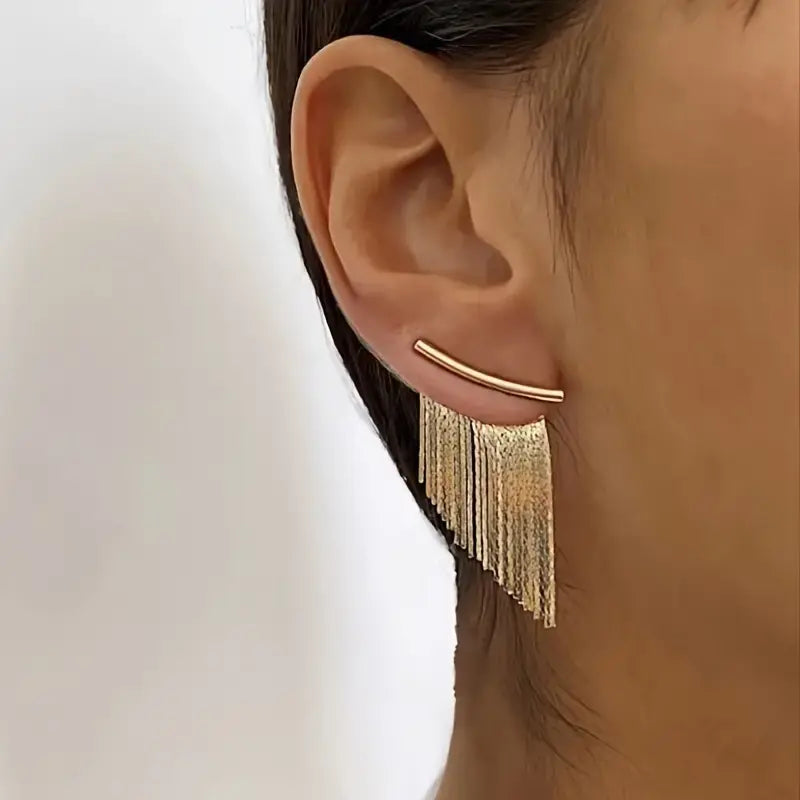 Antique gold curtain earrings