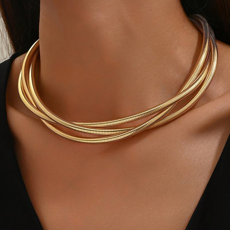 Antique gold multi-layer necklace