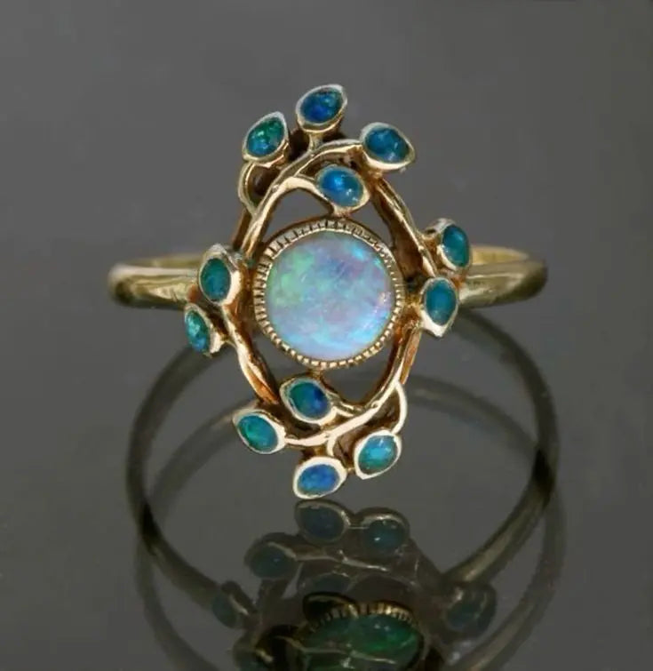 Antique Blue Crystal and Opal Rings