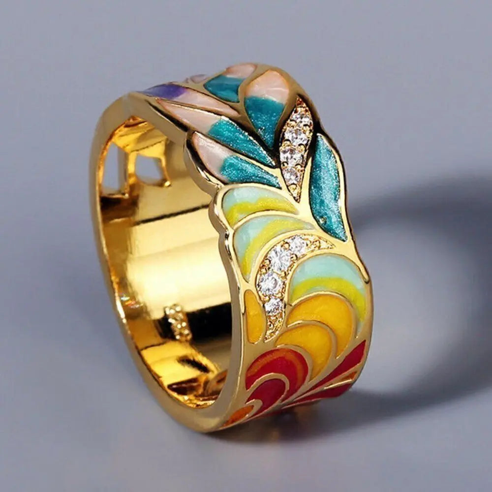 Hand-embellished antique gold ring