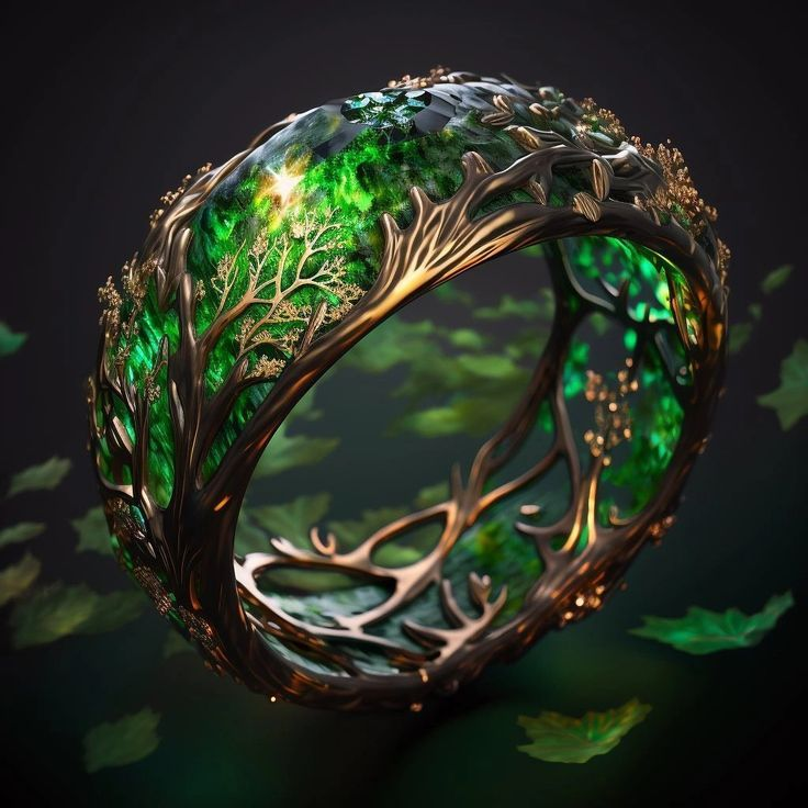 strange green shiny empty ring