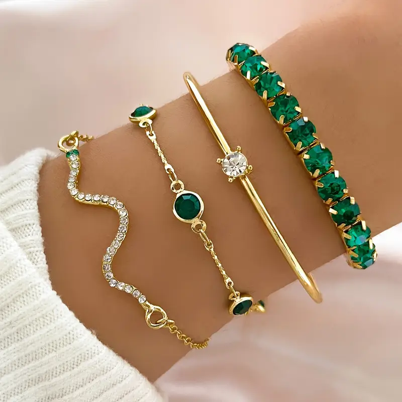 Antique Green Zirconia Bracelet Set 