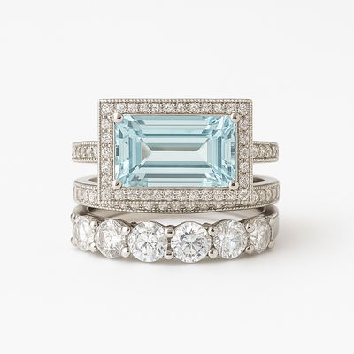 Antique silver glass ring with turquoise accents 