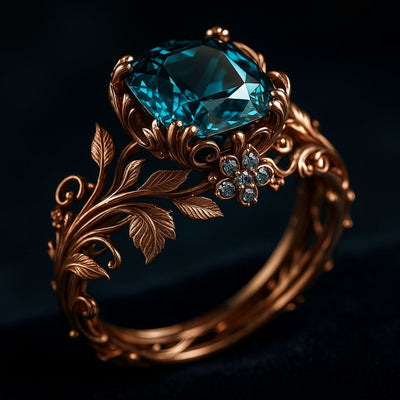 Natural green crystal ring 