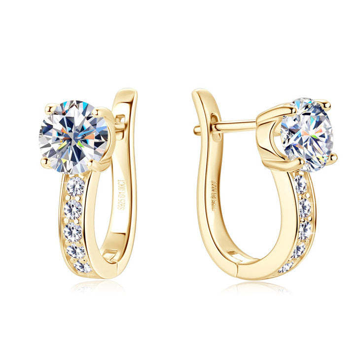 Moissanite Huggie Earrings | Gold