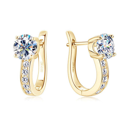 Moissanite Huggie Earrings | Gold