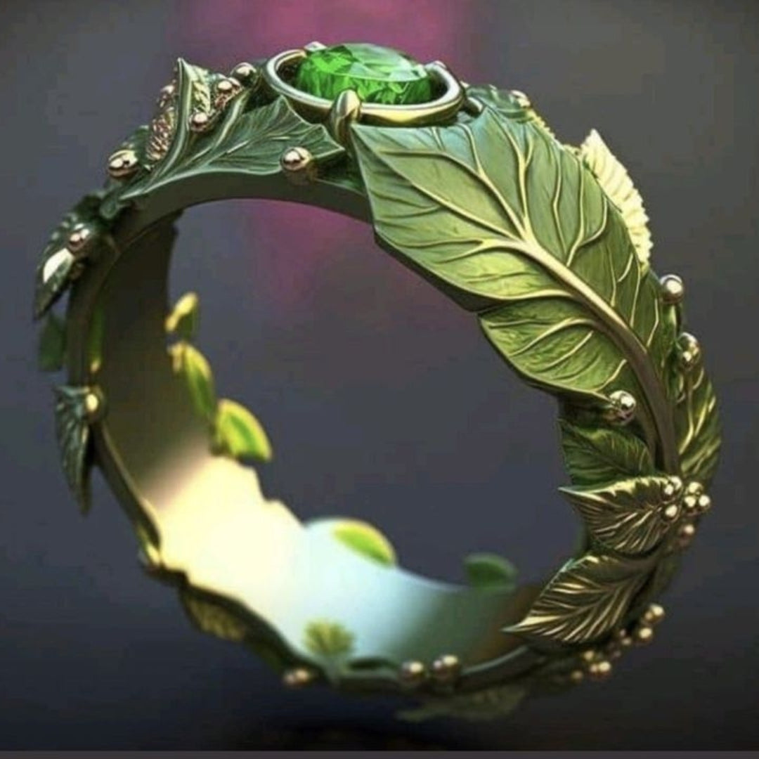 strange green leaf ring