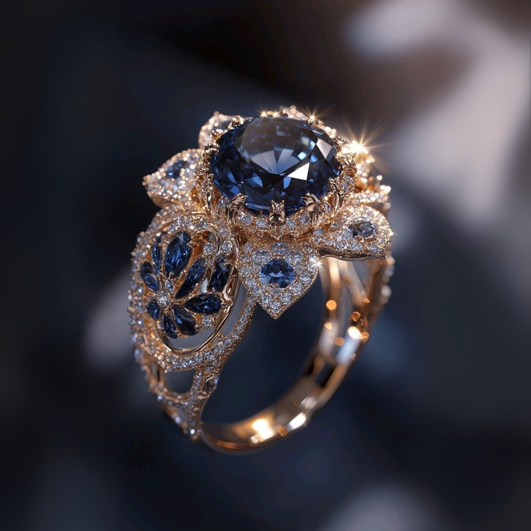 Exotic Sapphire Flower Ring