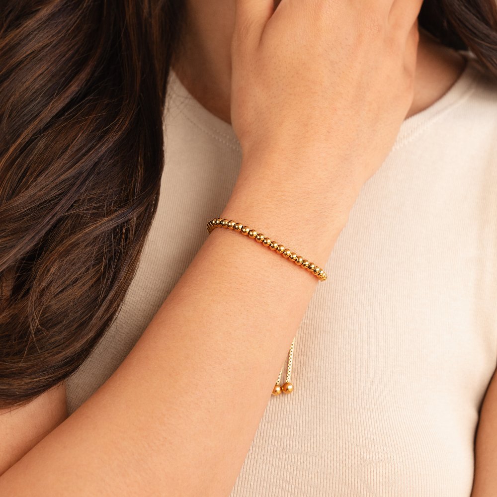 Indigo beaded gold bracelet