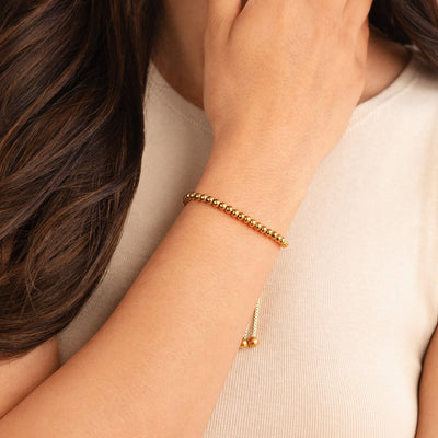 Indigo beaded gold bracelet