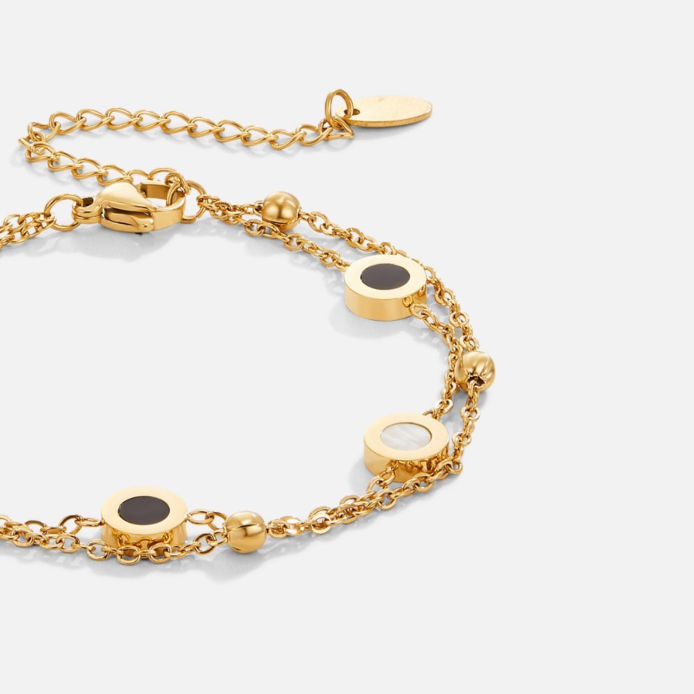 Onyx and white stone bracelet