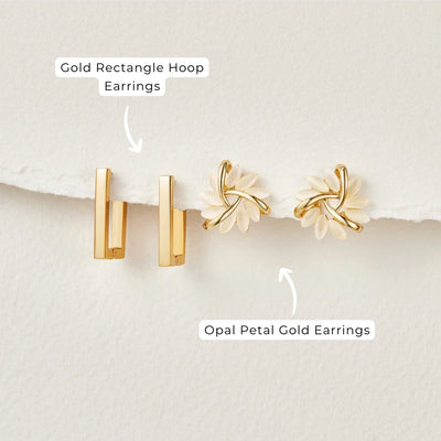 Gold earrings with opal flowers