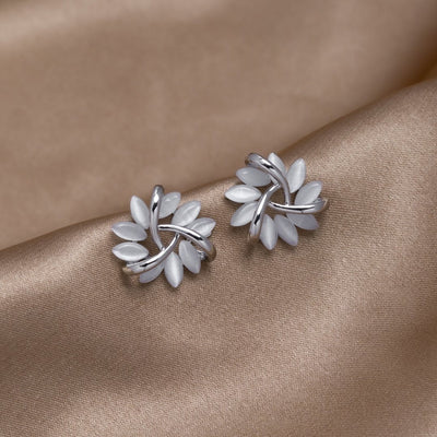 Opal-embellished silver earrings