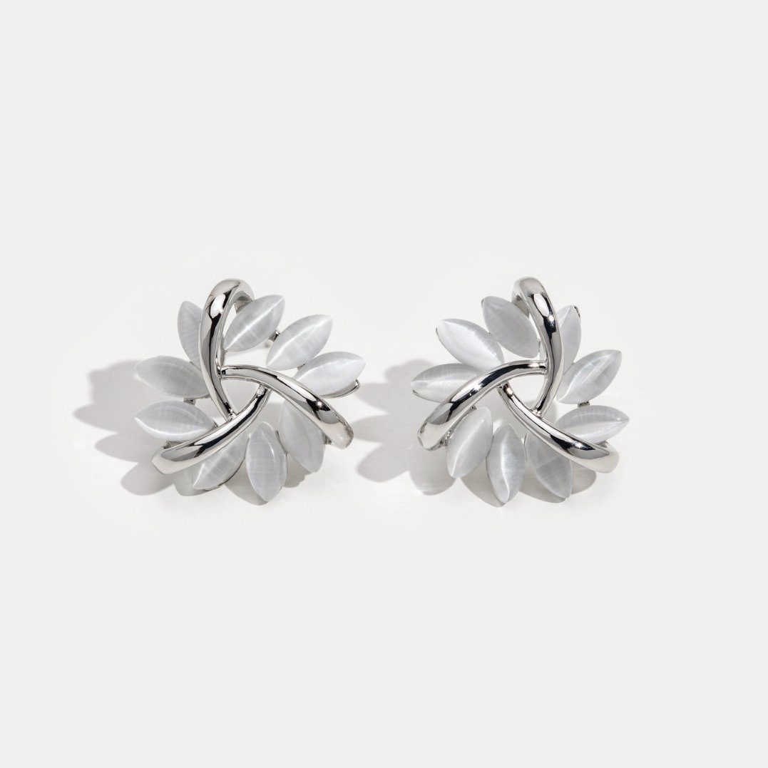 Opal-embellished silver earrings