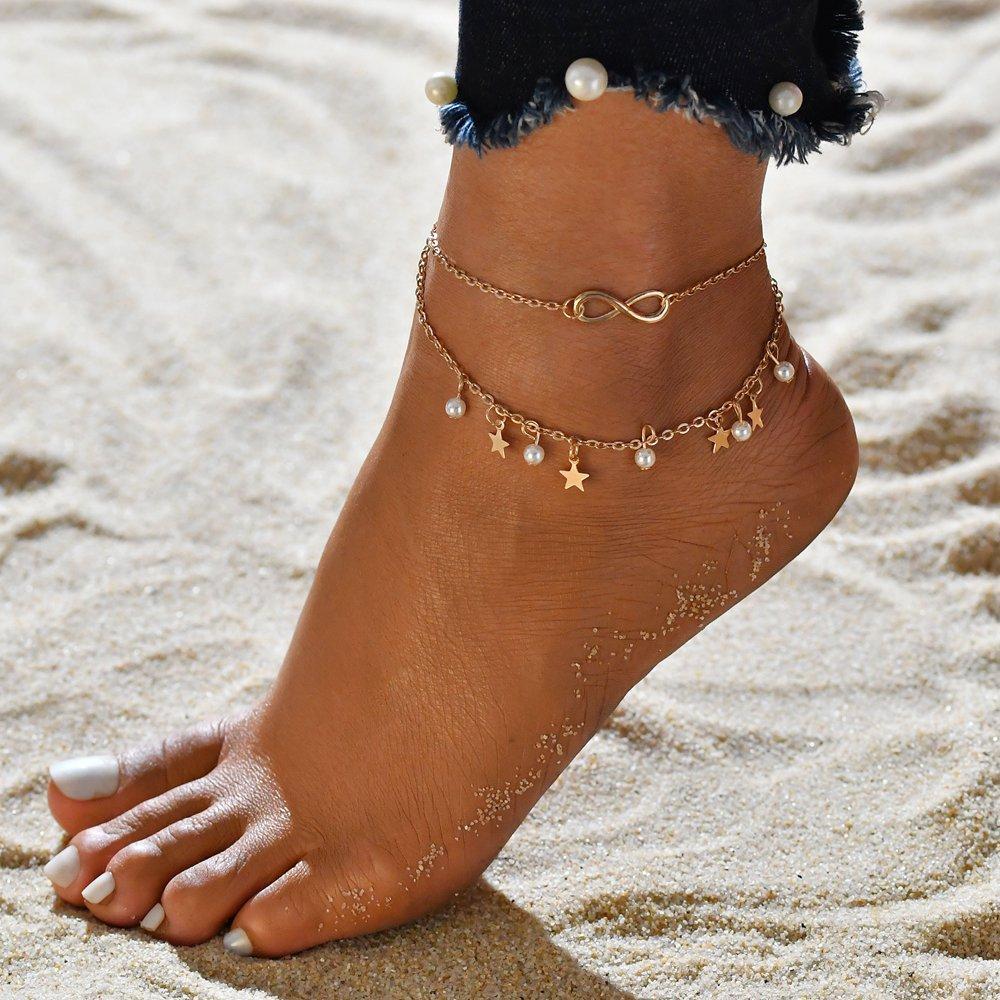 Infinity + Pearl &amp; Star Ankle Bracelet 