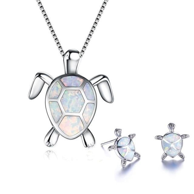 Opal Sea Turtle Jewelry Set 