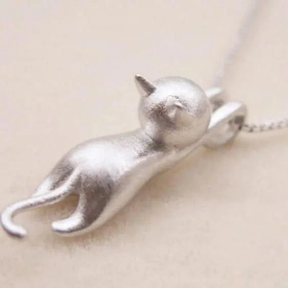 925 Sterling Silver Playful Cat Pendant