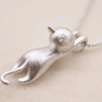 925 Sterling Silver Playful Cat Pendant