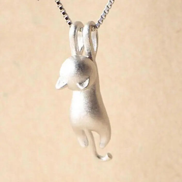 925 Sterling Silver Playful Cat Pendant
