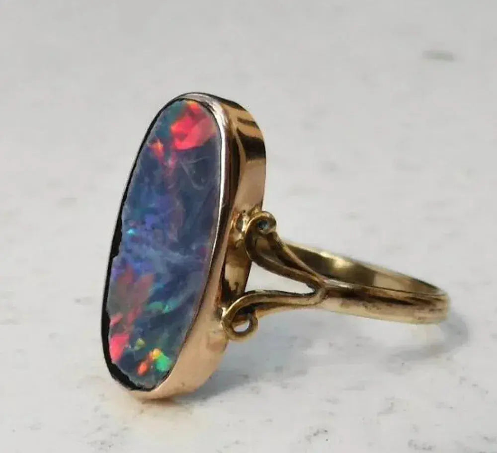 Antique colored opal ring